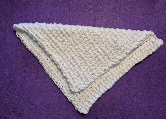White Handmade Crochet Cotton Dish Cloth: Eco-Friendly Kitchen Towel 100% Cotton 2 sizes