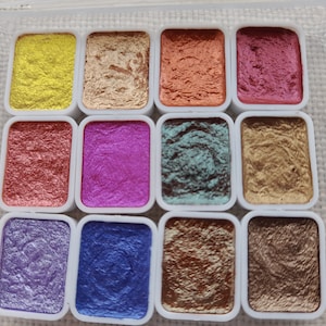 Aquarellfarbe, Glitzernde - Perlmuttfarbe, Set mit 12 Farben - Neu eingetroffen! nützlich für Kunst Farbe und Kalligraphie - Nail Art