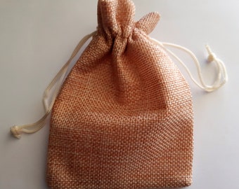 Linen Jute Drawstring Favor Bags - Wedding, Party, Christmas - Pack of 4