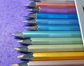 メタリック色鉛筆：12色スケッチ＆描画セット - Etsy 日本