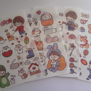 Jungen Cartoons Aufkleber, 4 Stück, Qing He Zi Serie, Original, DIY, Dekoration Aufkleber, kreativ, Scrapbooking, Schreibwaren, Schule Lieferant,