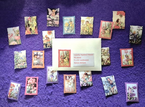 Vintage Fairy Stickers: Colorful Nature Spirits, Scrapbook Planner Stickers, 23/46 pieces