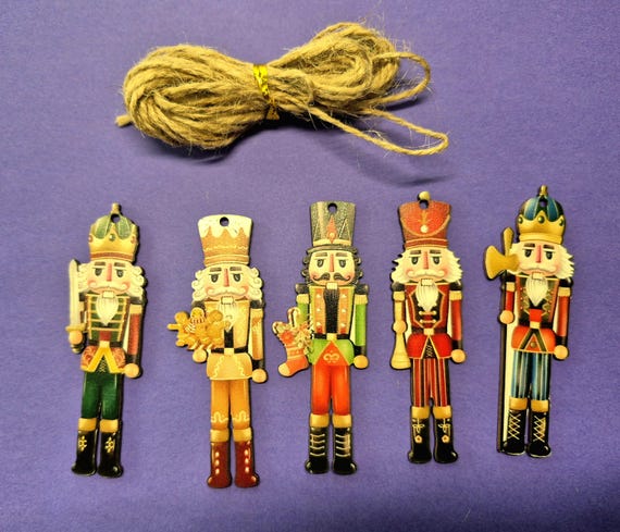 Christmas Ornament, Nutcracker Soldier Wooden Pendant Xmas Tree Hanging Ornament, with string, 2 pieces
