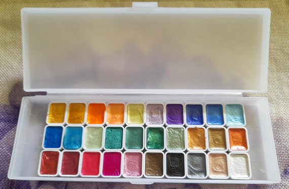 30Pcs 1ml Glitter Metallic Pearl Solid Water Color Paint Set Macaroon Watercolors Pigment Nail Drawing Painting  Art Supplies