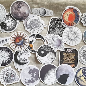 Sun and Moon Witch Moon Gothic Cartoon Stickers 25/50Pcs Aesthetic Art Decals Scrapbook Laptop Phone Graffiti Sticker Mystical Patterns