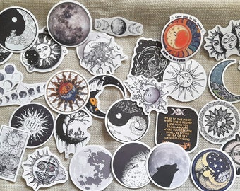 Sun and Moon Witch Moon Gothic Cartoon Stickers 25/50Pcs Aesthetic Art Decals Scrapbook Laptop Phone Graffiti Sticker Mystical Patterns