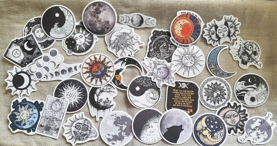 Sun and Moon Witch Moon Gothic Cartoon Stickers 25/50Pcs Aesthetic Art Decals Scrapbook Laptop Phone Graffiti Sticker Mystical Patterns
