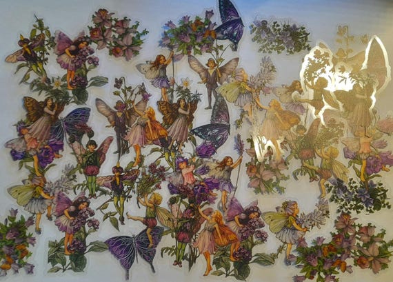 Purple Fairy Stickers, Clear Fairy Stickers, Beautiful Package, Magical Purple Fairies, Mystical Fairy Friends 45 pieces, PET Stickers