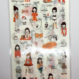 Naklejka papierowa lalka, PVC, naklejka z kreskówką, codzienne zadania, naklejka do pamiętnika, album, artykuły dekoracyjne, naklejki, zestaw 6 arkuszy