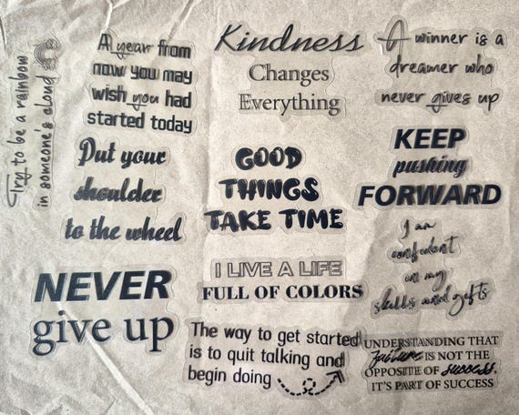 Empowering quotes: Plastic stickers, 25/50 pieces, Translucent Labels