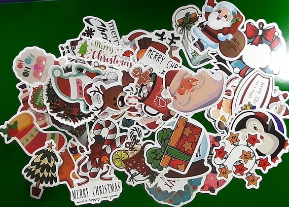 Christmas Stickers - Christmas Cartoons  Santa Claus Snowman Christmas Tree Decorations, 50Pcs - Christmas Gift Label - Festive Journal
