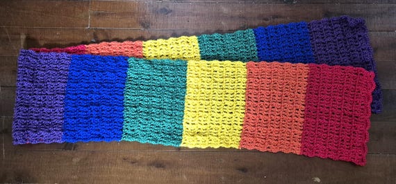 Rainbow scarf, Shawl, Acrylic yarn, Handmade, Light and bright, wearable anytime and anyplace. 170x 22 centimetres