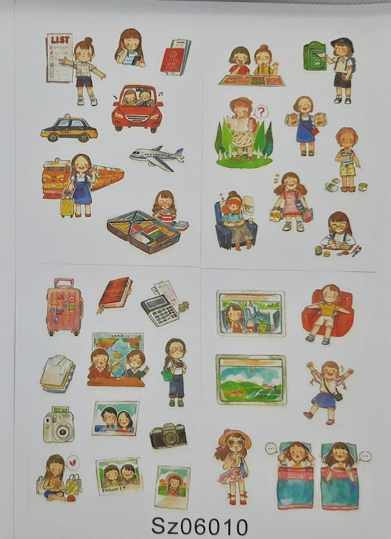Stickers, Dolls Decoration, 2 sheets,  Kawaii, Planner, DIY,  Album, Notebook,Book, Journal Stickers, Scrapbooking, Cute design