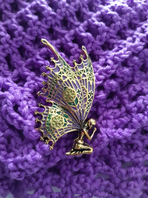 Vintage Butterfly Wings Fairy Brooches, Quality Enamel Women Brooch Pins, Purple Fairy and White Fairy, Exclusive design, Jewelry Gift,