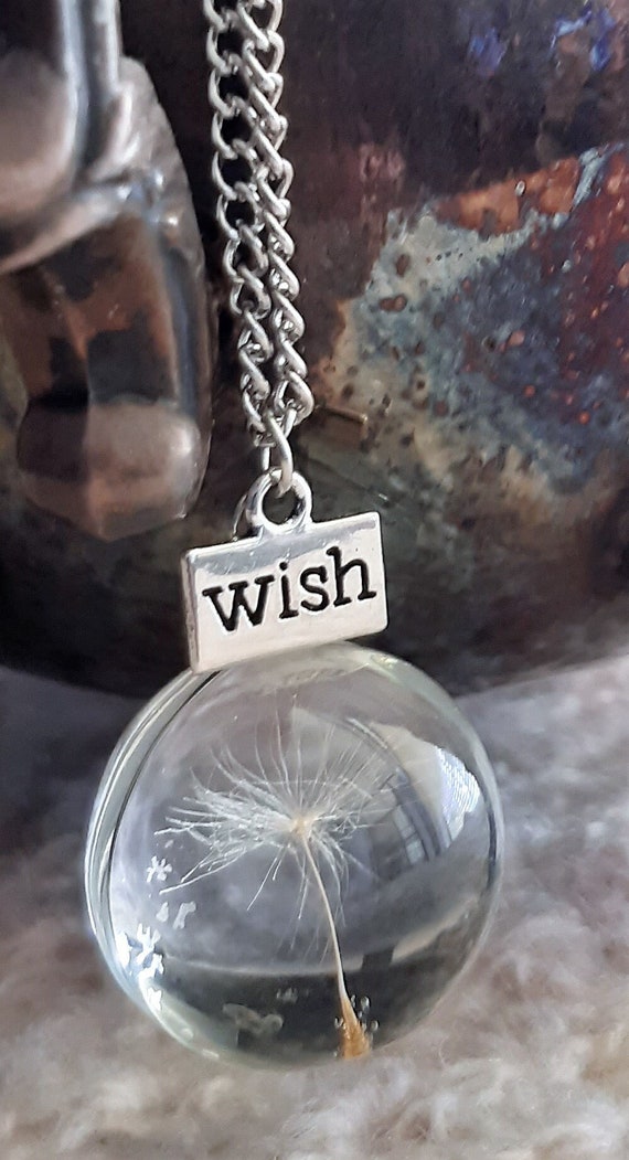 Necklace, Wish Crystal Dandelion Pendant. In Gift Bag.