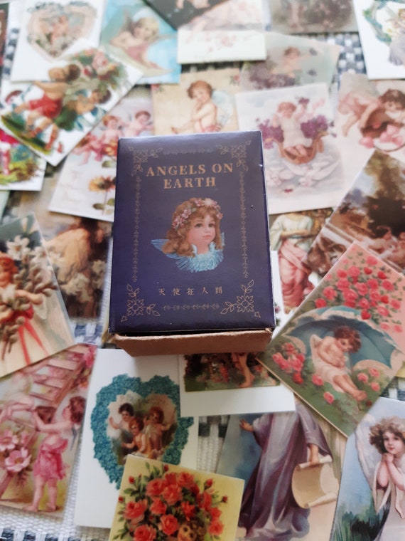 Vintage Stamps (non stick), 100 pieces in box, Gimue Stationery, 3 Collections: Angels, Van Gogh, Childhood
