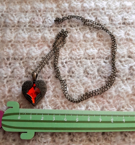 Necklace with heart Pendant, Trendy Style, Bronze alloy metal, 60cm long chain, In Gift Bag.