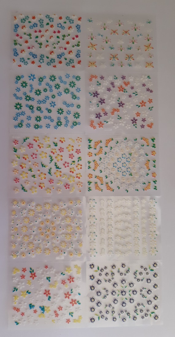 Nail Art Transfer Stickers 3D Design 10 Sheets  Manicure Tips Decal Decorations.