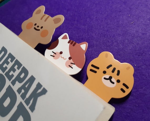 Cartoon Animal Bookmark Cute Bear Kitten Student Ruler Bookmark Students Supplies 10Pcs