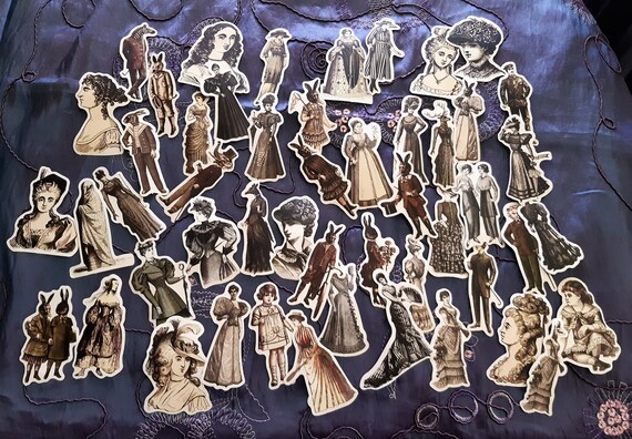 Vintage Fashion Ladies, Old Peper Colour, Retro Designs Stickers 25/50pieces DIY Scrapbooking Label Diary Sticker Retro Character Stickers