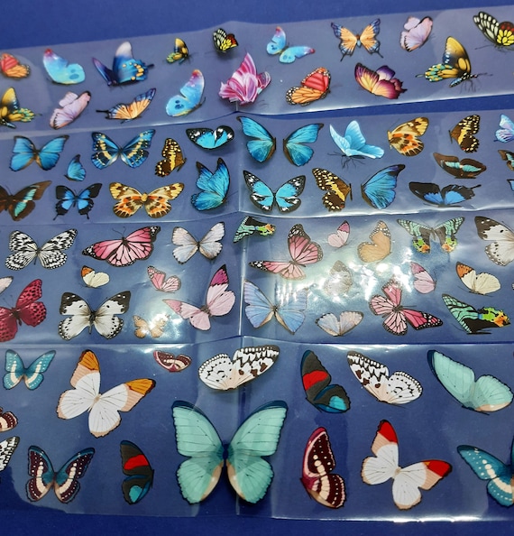 Colorful Butterfly Nail Sticker Nail Decals Set Designs Gel Manicure Decor Water Slider 10 sheets