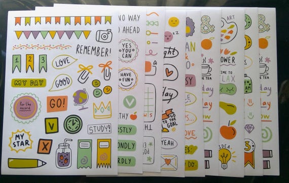 To Do Plan Cartoon Style Funny Graffiti Planner Stickers for Phone Journal Work Learning Laptop Sticker. Set of 3/6 sheets, many stickers