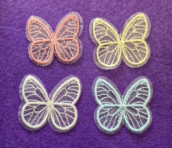 Embroidered Mesh Butterfly Cloth Patches for Clothes, Sewing Supplies, DIY Hair Clip Accessories. 10 pieces