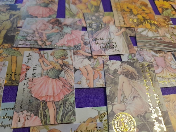 Vintage Fairy Stickers Gilding Spirits Sticker 40PCS Material Sticker DIY Scrapbooking Junk Journal Plant Diary Stickers Seal Decoration