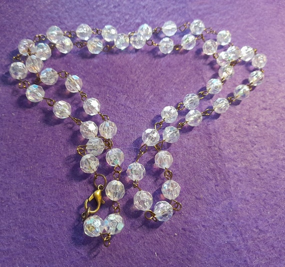 White necklace, Old Bronze and Acrylic Beads, Silver and Opal Beads. 1 of a Kind. Classic design, Beautiful gift, Beaded. In Gift Bag