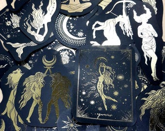 Gold Constellation Stickers: Black & Gold Scrapbooking Decals