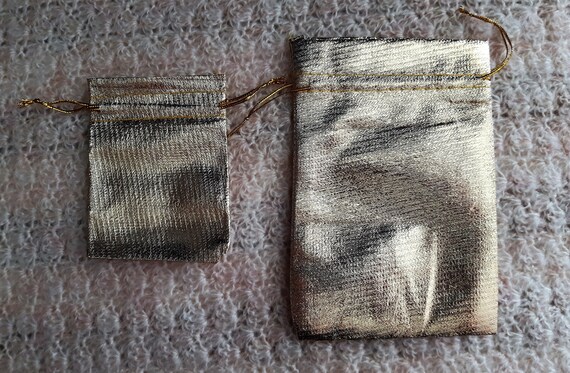 Jewelry Packing Silver Gold Foil Cloth Drawstring Bags, 5 pieces, 7x9cm or 10x15cm Wedding Gift Bags & Pouches