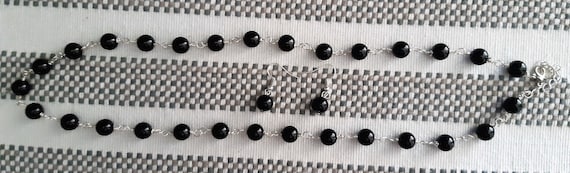 Black Agate Stone Beads 10mm and  20 Gauge, Silver Color Tarnish Resistant Wire. In Gift Bag.