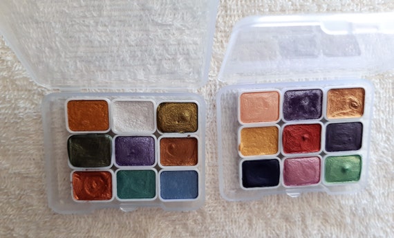 Set Watercolor Paints, 18 glittering colours, Palette Solid Nail Glitter