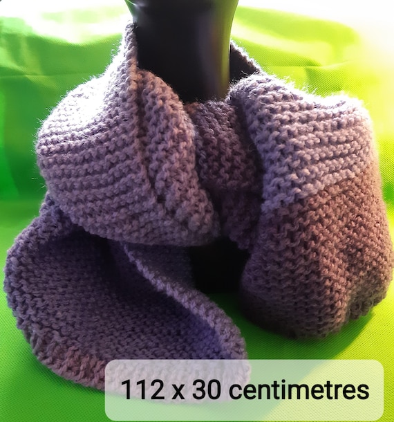 Shawl, Scarf, Handnitted, Wool and Acrylic yarn, Gradient Purple colour, 112 x 30 centimeters