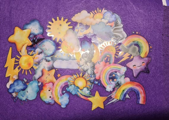 Skyes & Weather Plastic Stickers - Scrapbook Planner Stickers 25/50 pieces set