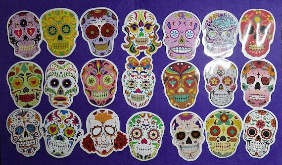 Skull Totem Style Stickers, 30/60 pieces, Mexican Art style, Waterproof Stickers Pack for DIY Laptop Suitcase Phone Pad Case Skateboard Bike