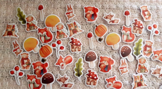 Autumn forest scenery and animals Paper Sticker 23/46 pieces DIY Diary Album Decoration Stickers Scrapbooking Planner Label Scrapbook