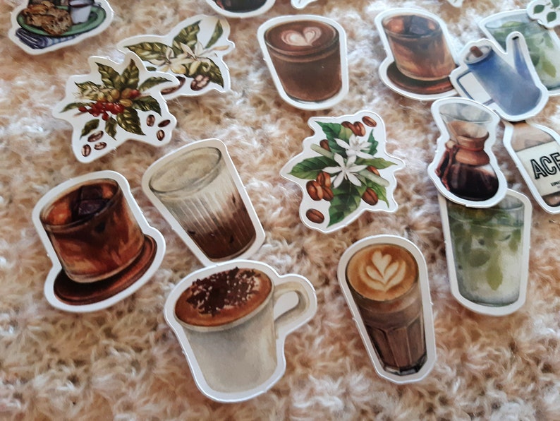 Vintage Coffee Shop Stickers: Scrapbooking, Journaling (22/45 Pieces ...