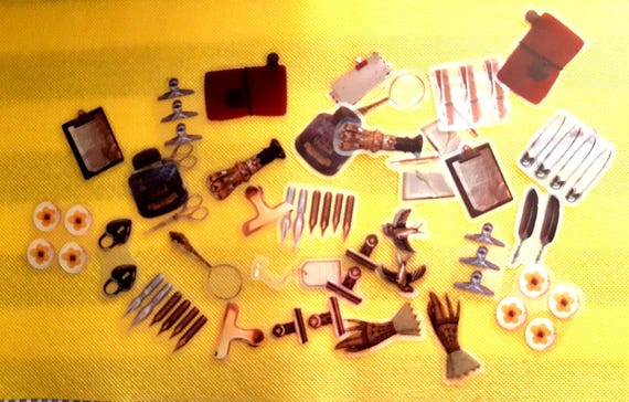 Vintage Stationery, Embellishment bows, Plastic Stickers, Set of 20/40 pieces, Vintage Style, Scrapbooking, Journalling, Decoration