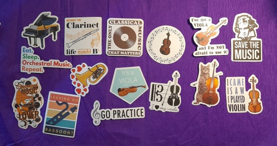 Orchestral Stickers 52pcs Violin Drum Kit Decal Music Style Instrument Stickers for Skateboard Laptop Luggage Car Pegatinas