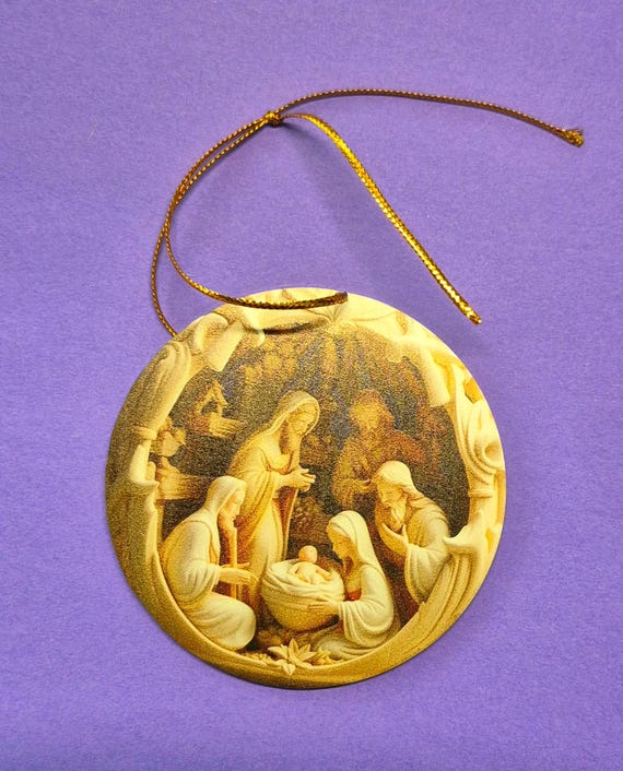 Jesus Nativity Scene Ornament, Flat Nativity Christmas ornament, Christian Tree Ornament, The Birth Of Jesus Decor, Decor For Home. 1 piece