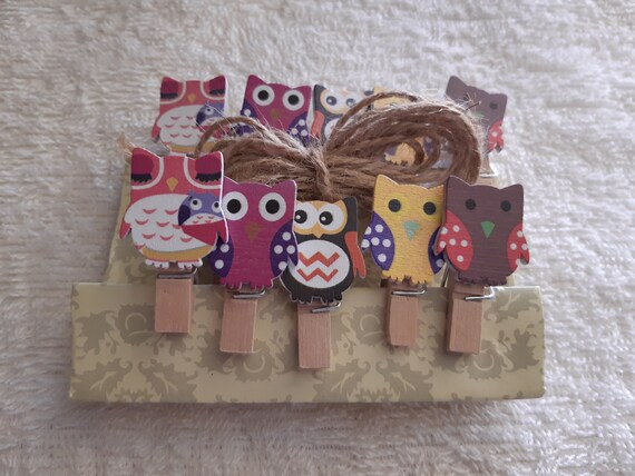 Wooden Paper Clip, 10pcs Cartoon, Clip Bookmark For Album With Rope Message Stickers Students' DIY tools
