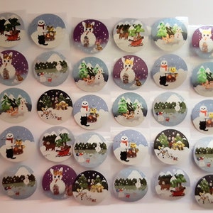 Adesivos de Natal - Etiquetas de Natal - Decorações de Natal com glitter - Embalagens de Natal - Enfeites de Natal - 50 peças em 6 designs