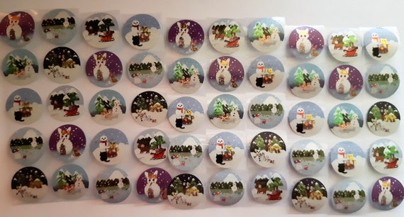 Christmas Stickers - Christmas Labels - Glitter Christmas decorations - Christmas packaging - Christmas embellishment - 50pcs in 6 Designs