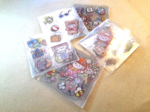 Boys and Girls Chores, 10/20Pcs, Kawaii Style Stickers, Plastic Stickers, Assorted Designs, Scrapbooking Cute DIY Decoration, Stationery