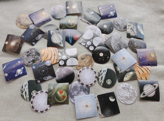 Vintage Astrolabe Stickers, Sky Decorative Shiny Stickers 46 pcs Scrapbooking Stick Label Diary Stationery Album Journal Moon Sticker