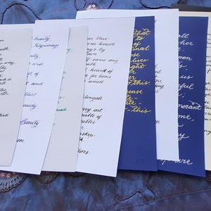 English Poetry in calligraphy, custom made