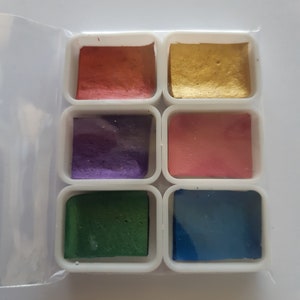 Kuretake Paint GANSAI TAMBI. Starry Colors, Solid Watercolor Paint, Mini Set, Original Metallic Gold Paints, Japan