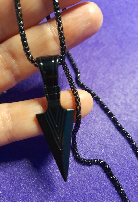 Nordic Black Necklace - Arrow Pendant - Nordic Odin Myth Black - Long Necklace - Hip Hop Jewellery -  Punk Rock Jewellery -  Halloween