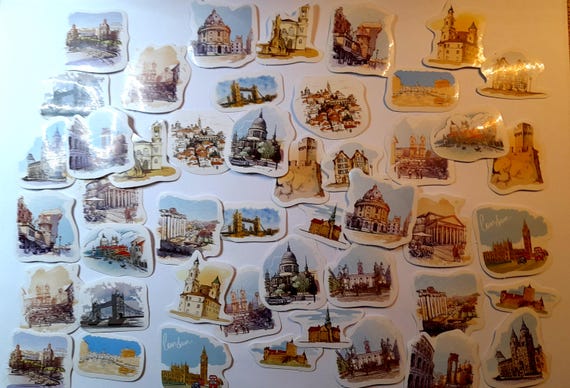 Greates Buildings Stickers, Castles Stickers, 22/45 pieces, Travel Memorabilia Stickers for Scrapbooking, Embellishment, Journal and Album